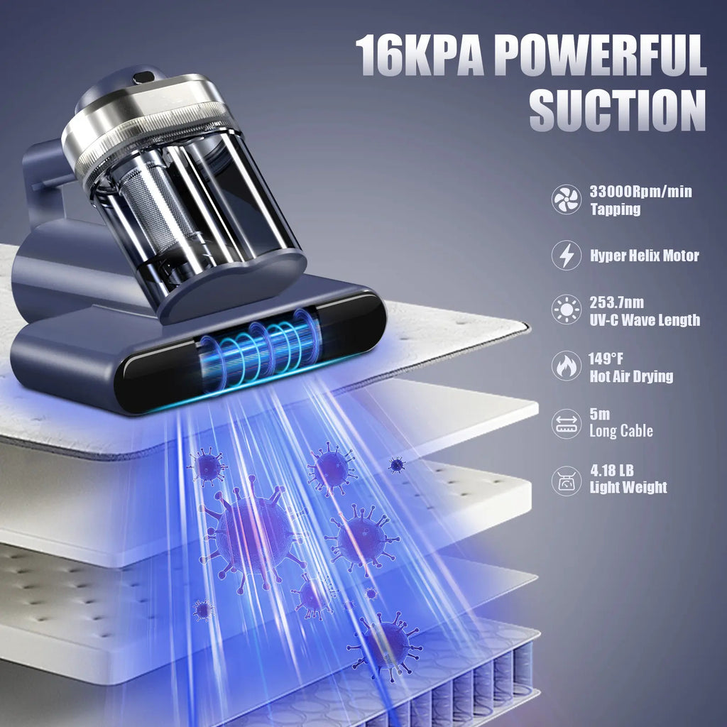 Mattress Vacuum Cleaner for Dust Mites, 16Kpa Powerful Suction