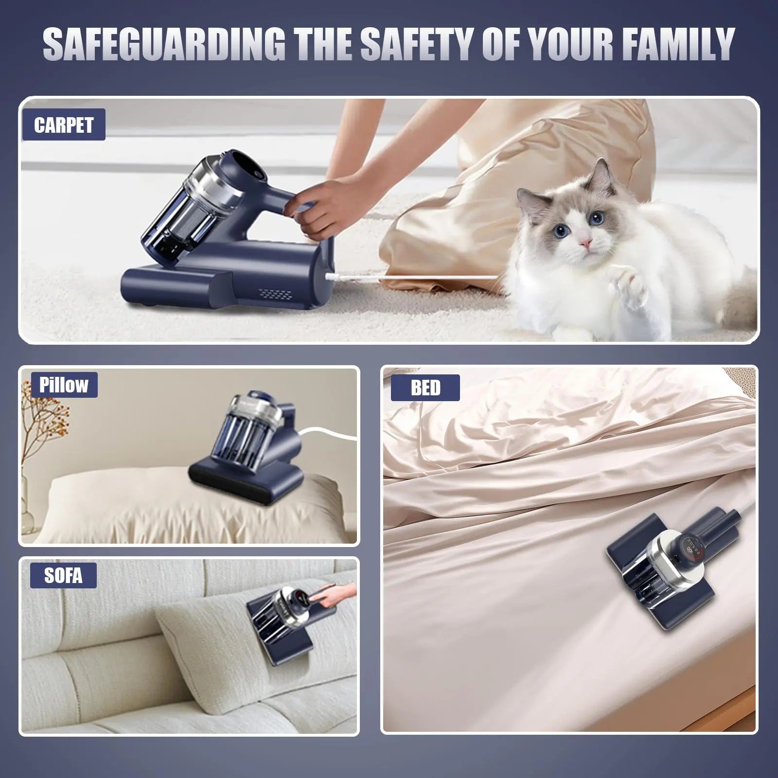 Mattress Vacuum Cleaner for Dust Mites, 16Kpa Powerful Suction