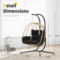 Double Hanging Egg Chair with Cushion, 700lbs Capacity